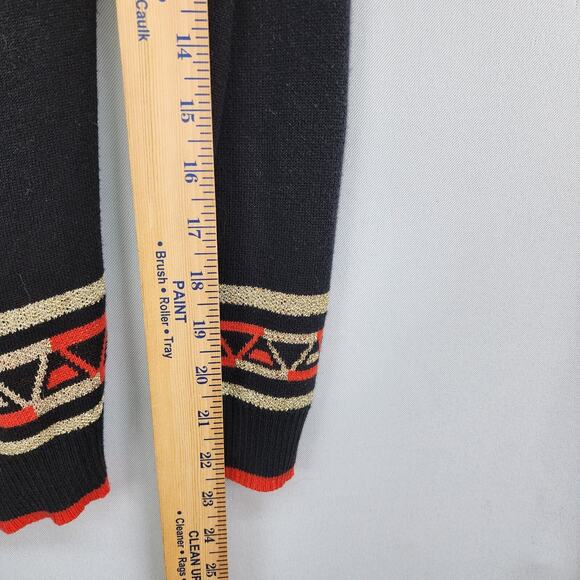 Hooked Up by IOT Sweater Women MEDIUM Cardigan Black Aztec Southwestern Boho - Picture 12 of 14